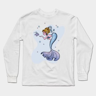 Sweet Mermaid With Blue Fin Long Sleeve T-Shirt